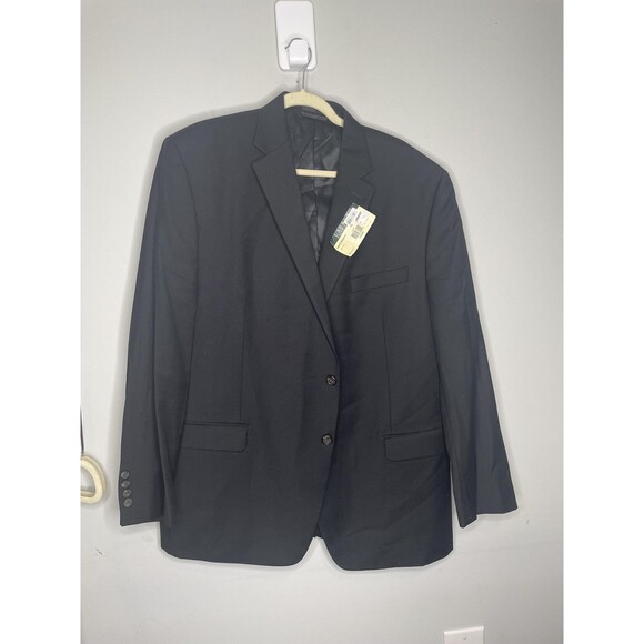 Lauren Ralph Lauren Suit Jacket Mens 46R Black 100% Wool Two Button Blazer